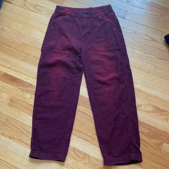 Free People Stay Awhile Carpenter Pants Mulberry Size 4 Purple Maroon Wide Leg - Picture 4 of 15